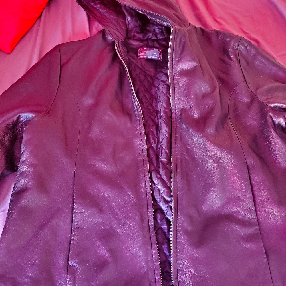Crop leather lined jacket